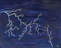 Original Oil by Grace Moore - Lightning in a Dark Sky