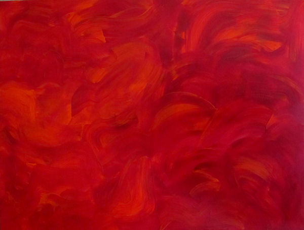 Brillian Orange-Red Abstract Original Painting