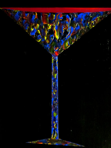 Original Painting Manhattan Colorful Glass on Bleck Background