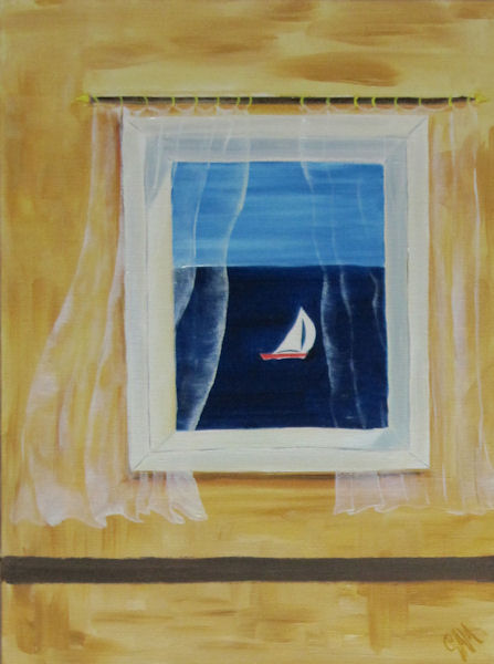 A Sailboat Framed in a Breezy Open Windo