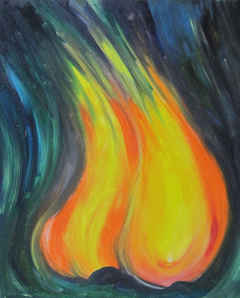 Original Oil Painting by G.A.Moore - fire and flame