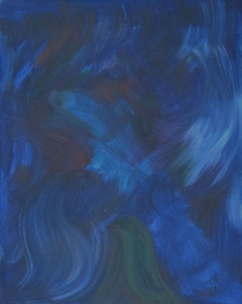Original Oil by Grace Moore - Abstract in Swirly Dark Blues
