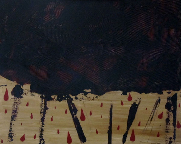 Original Painting by Carol Fincher - Abstract in Black Tan Red