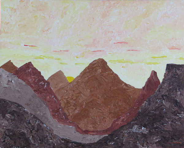 Original Painting by Carol Fincher - Stylized Mountains