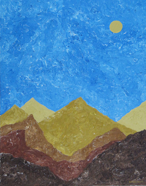 Original Painting by Carol Fincher - Bright Desert and Mountains