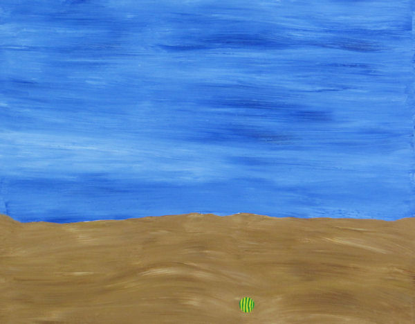 Original Painting by Carol Young - Abstract of Empty Beach with a Ball