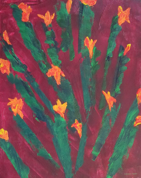 Original Painting by Carol Young - Abstract of Cactus Flowers