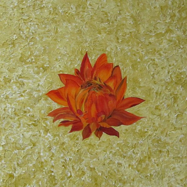 Original by Moore and Fincher-Young - Orange Lotus on a Cream Background